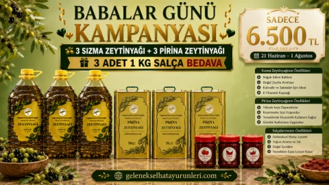 3 Sızma ve 3 Pirina Zeytinyağı Alana 3 Salça Hediye