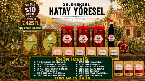 Okul Açılışı - 15 Ürünlü Hatay Paketi (10 L Sızma Zeytinyağı)